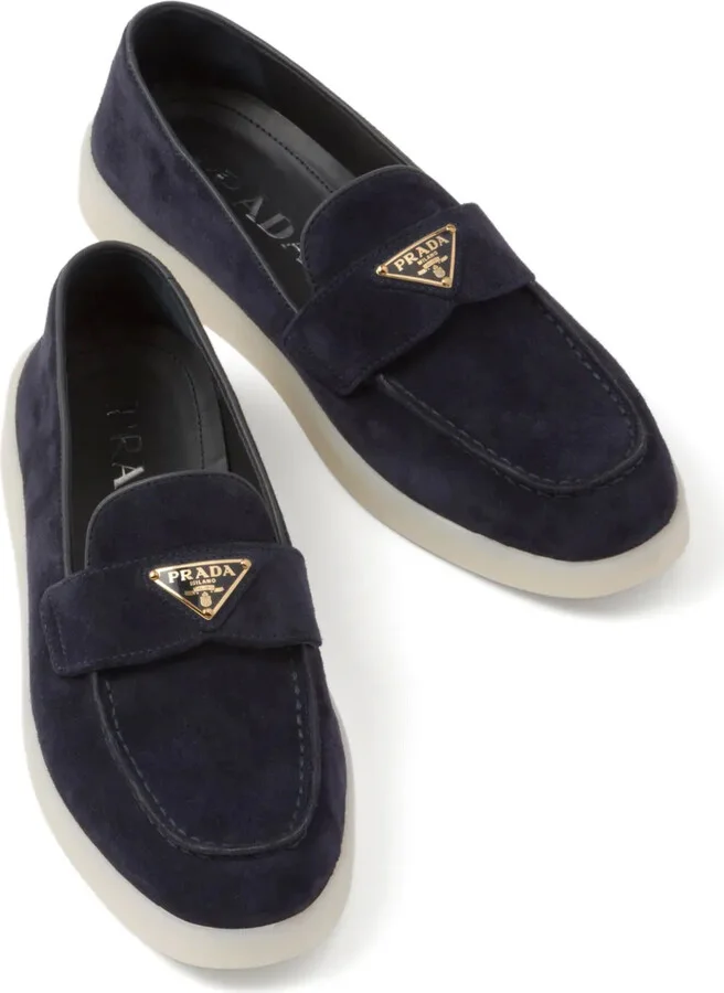 Enamel Triangle-Logo Leather Loafers - Image 4
