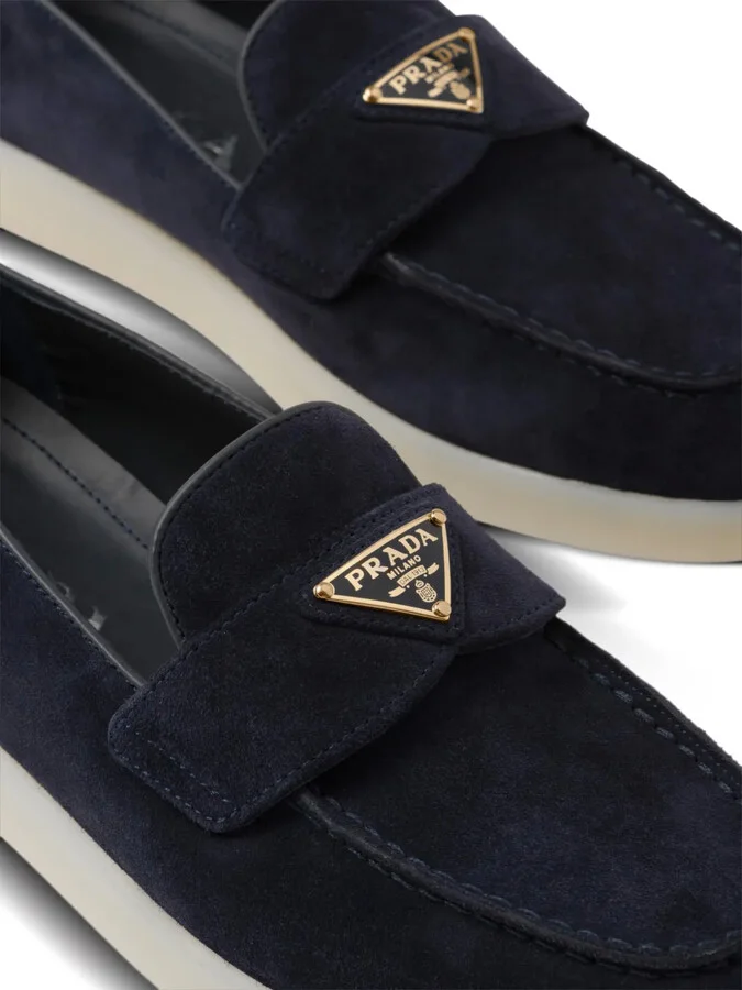 Enamel Triangle-Logo Leather Loafers - Image 5