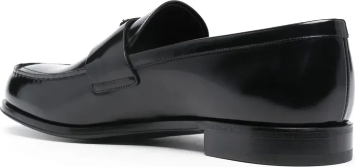 Enamel-Triangle-Logo Leather Loafers - Image 3