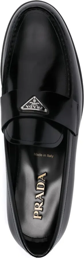 Enamel-Triangle-Logo Leather Loafers - Image 4