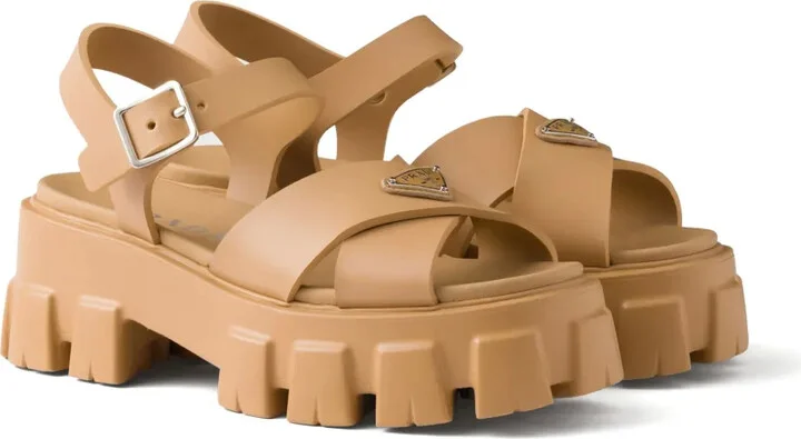 Enamel Triangle-Logo Sandals - Image 2