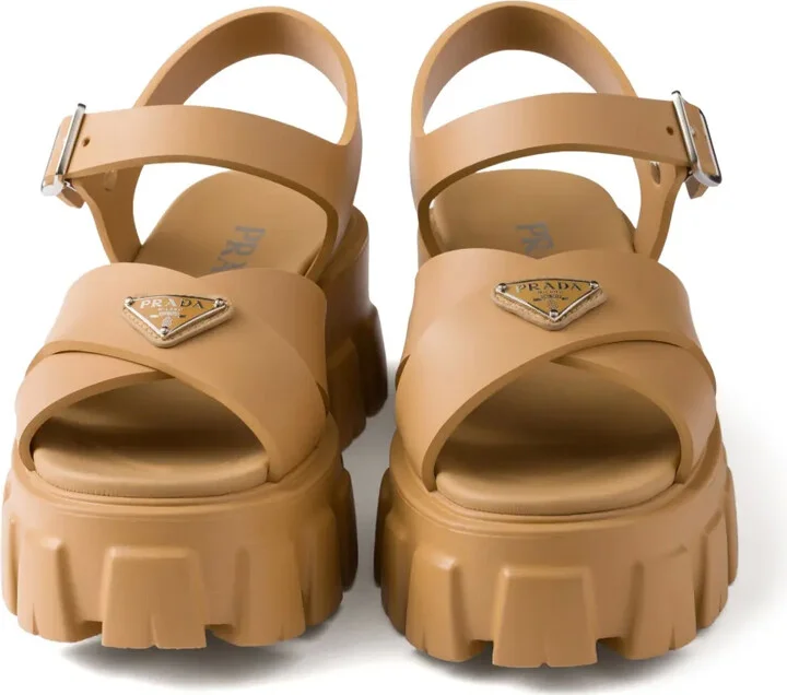 Enamel Triangle-Logo Sandals - Image 4