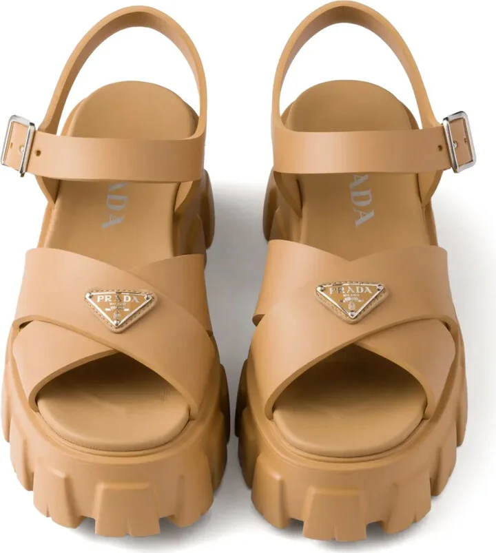 Enamel Triangle-Logo Sandals - Image 5