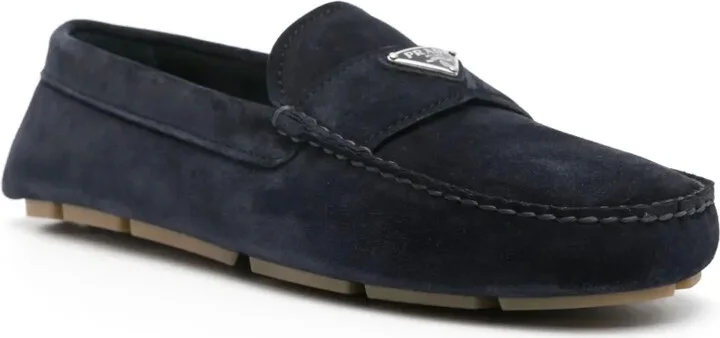 Enamel-Triangle-Logo Suede Loafers - Image 2