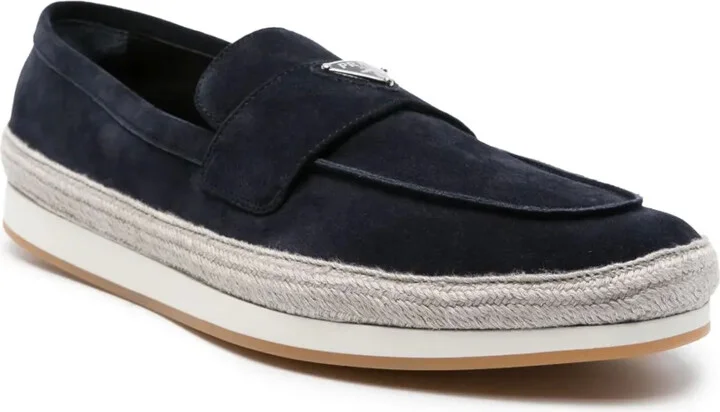 Enamel Triangle-Logo Suede Loafers - Image 2
