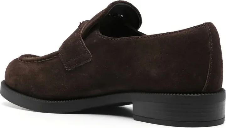 Enamel Triangle-Logo Suede Loafers - Image 3