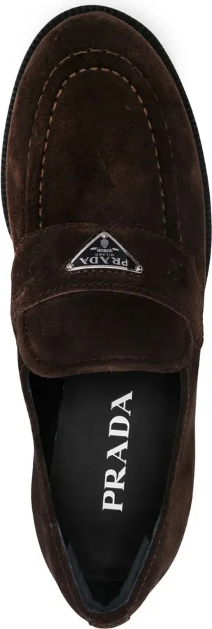 Enamel Triangle-Logo Suede Loafers - Image 4