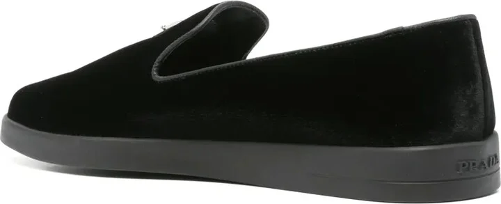Enamel-Triangle-Logo Velvet Loafers - Image 3