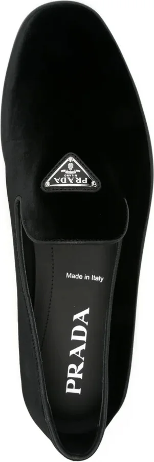 Enamel-Triangle-Logo Velvet Loafers - Image 4