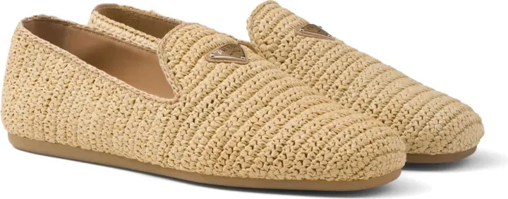 Enamel Triangle-Logo Woven Loafers - Image 2