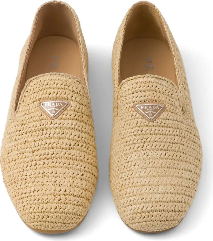 Enamel Triangle-Logo Woven Loafers - Image 4