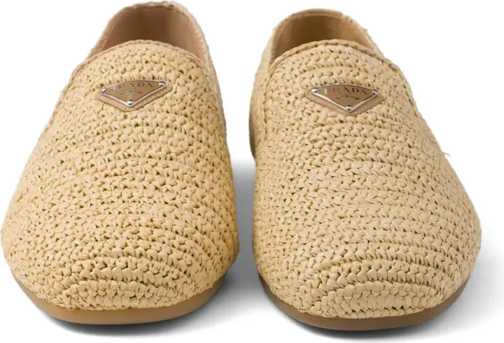 Enamel Triangle-Logo Woven Loafers - Image 5
