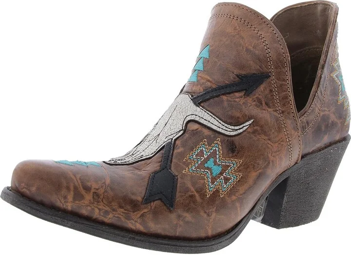 ENCORE SOUTHWESTERN Womens Embroidered Leather Chelsea Boots