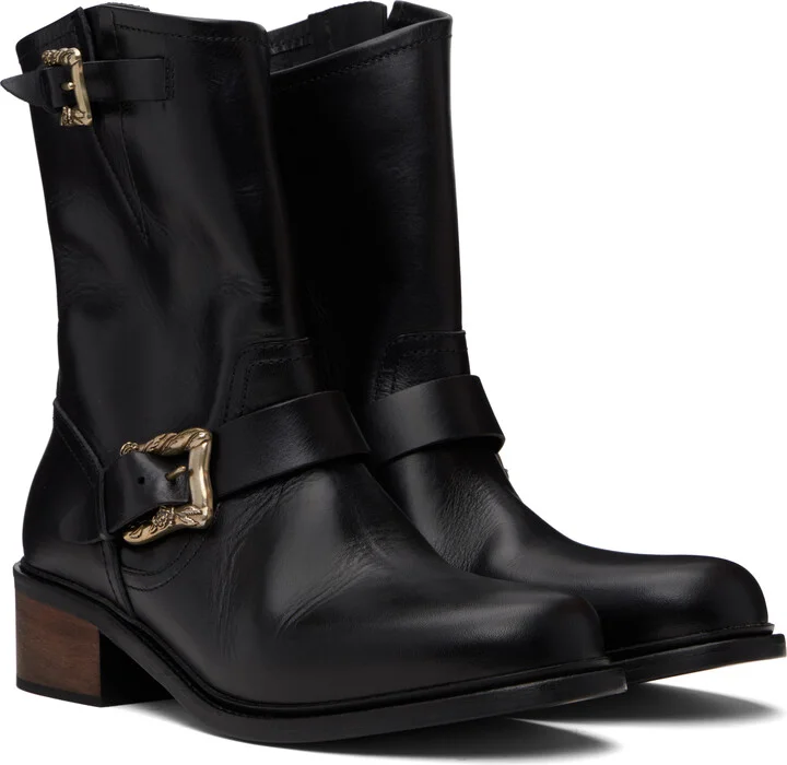 Enfants Riches Déprimés Black Calfskin Engineer Boots - Image 4