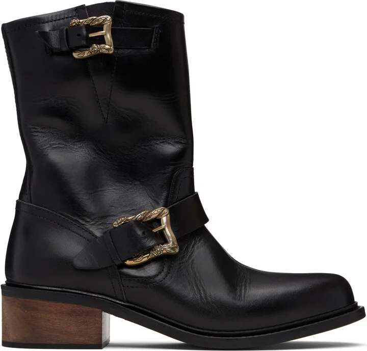 Enfants Riches Déprimés Black Calfskin Engineer Boots