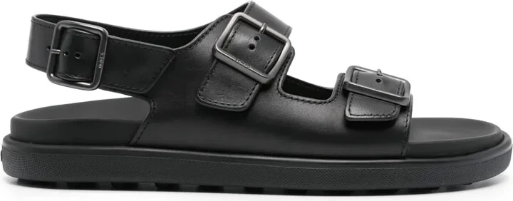 Engraved-Logo Leather Sandals