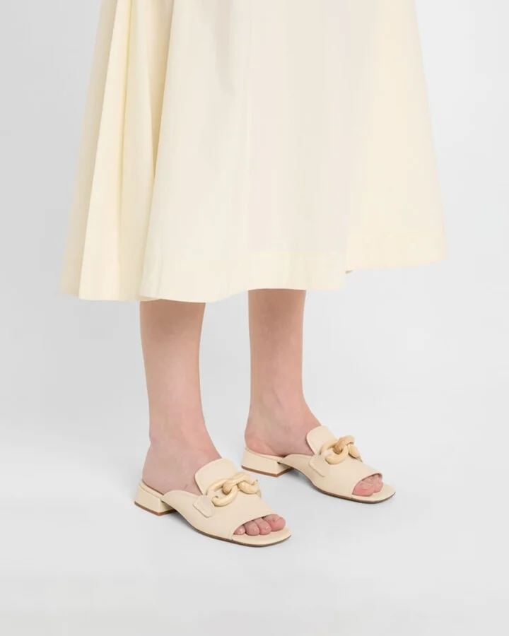 Enna Leather Chain Loafer Mules - Image 4