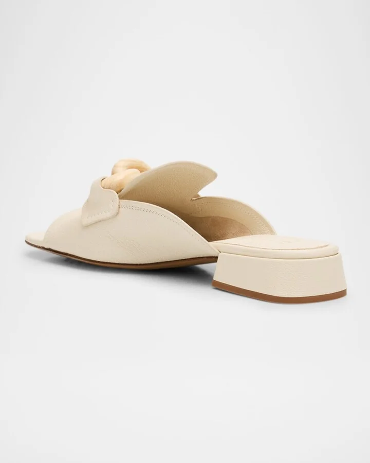 Enna Leather Chain Loafer Mules - Image 9
