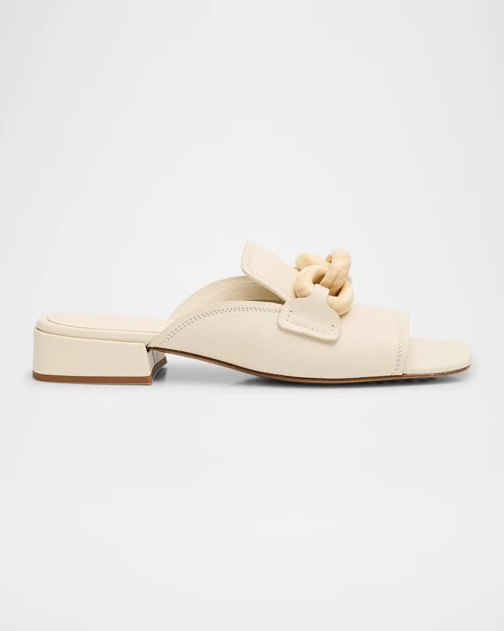 Enna Leather Chain Loafer Mules