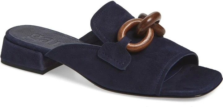 Navy Plush Suede-Walnut