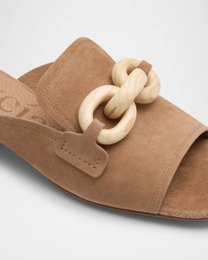 Enna Suede Chain Loafer Mules - Image 6