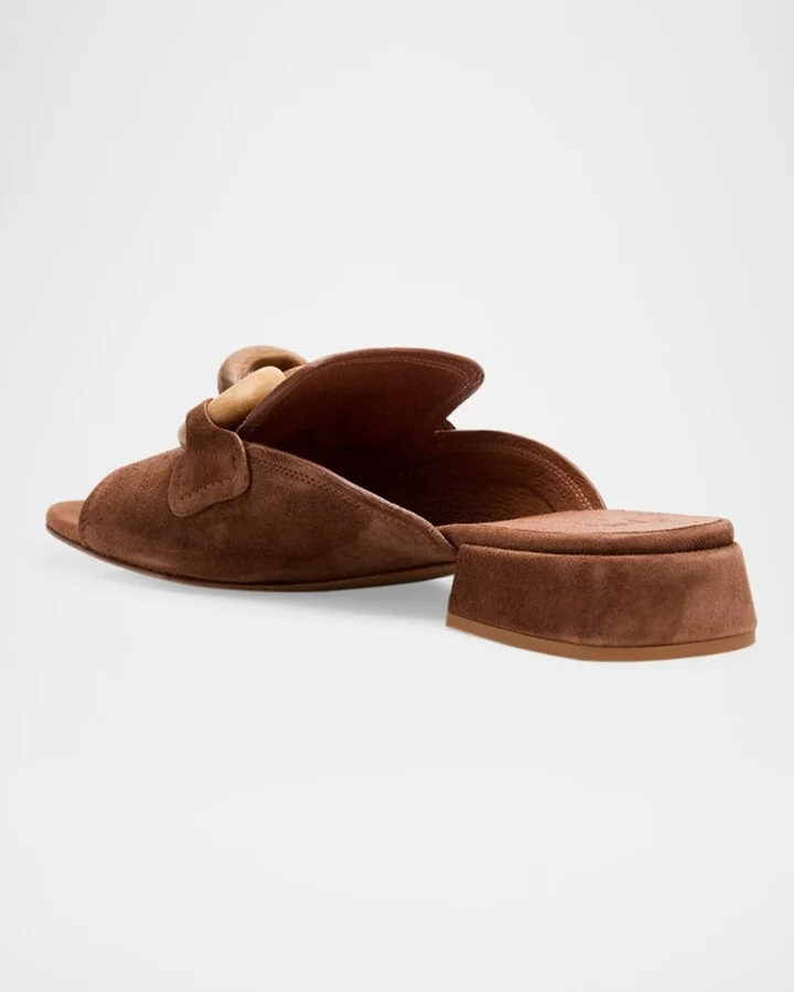 Enna Suede Chain Loafer Mules - Image 4