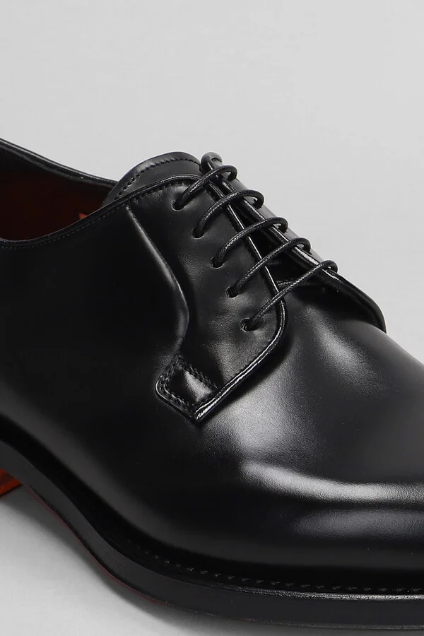 Ensley Lace Up Shoes In Black Leather - Image 5