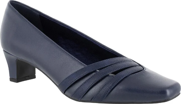 Entice Womens Faux Leather Square Toe Kitten Heels