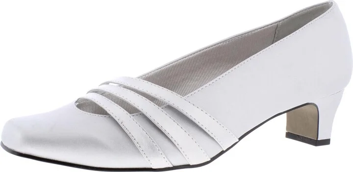 Entice Womens Satin Square Toe Kitten Heels