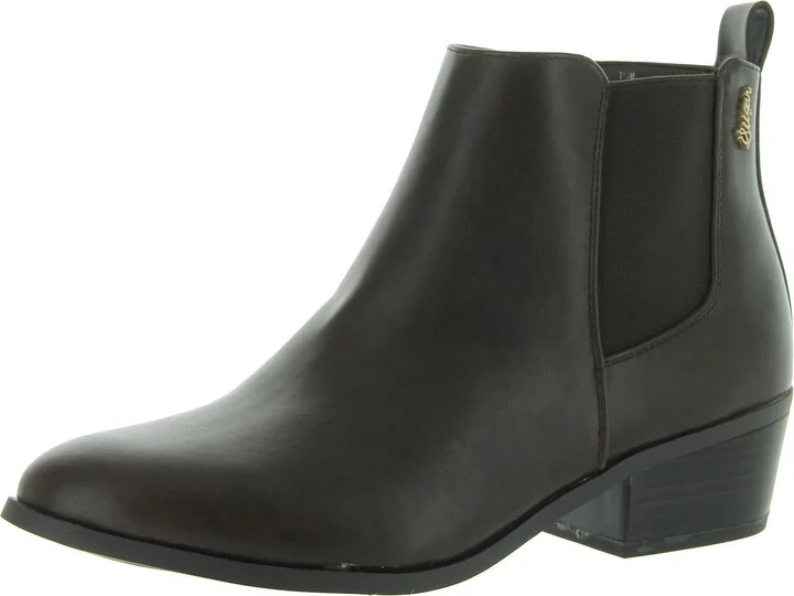 Envoy Womens Faux Leather Zip Up Ankle Boots