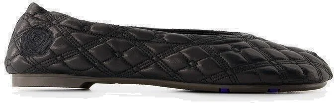 Equestrian Knight-embroidered Quilted Ballerina Shoes
