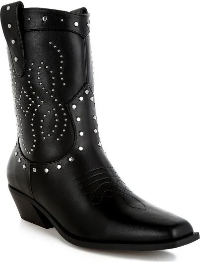 Equine Studded Embroidery Cowboy Boots Women - Image 2