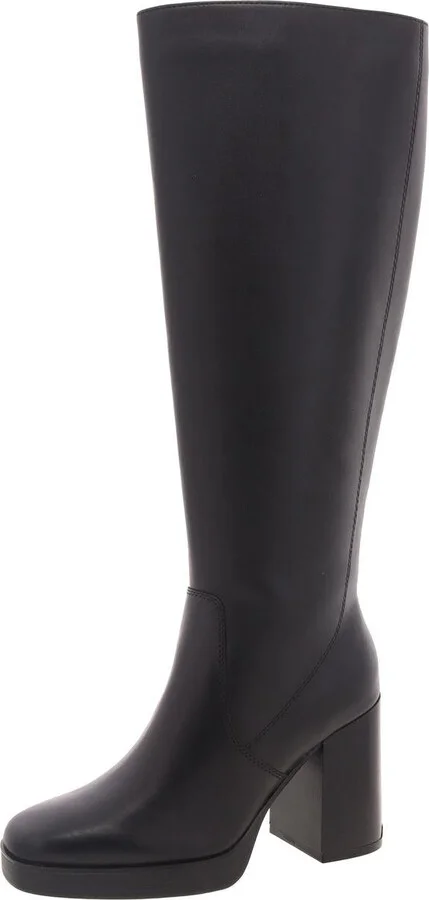 EQUINE Womens Block Heel Leather Knee-High Boots