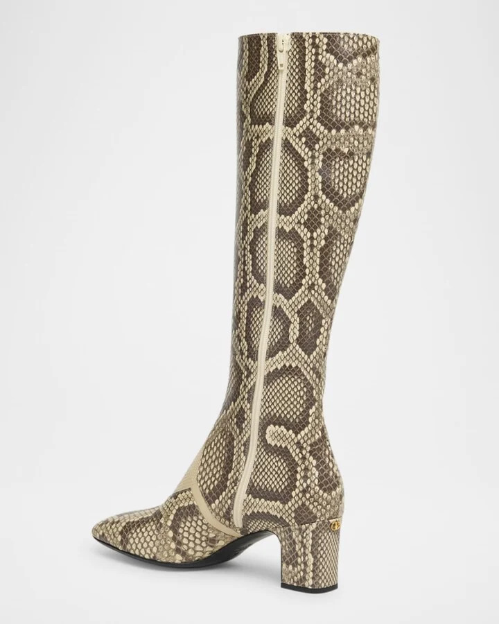 Equivoque Tall Snake-Embossed Boots - Image 2