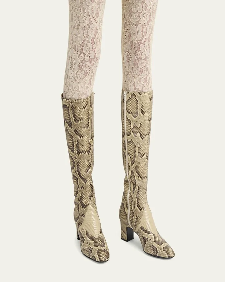 Equivoque Tall Snake-Embossed Boots - Image 4