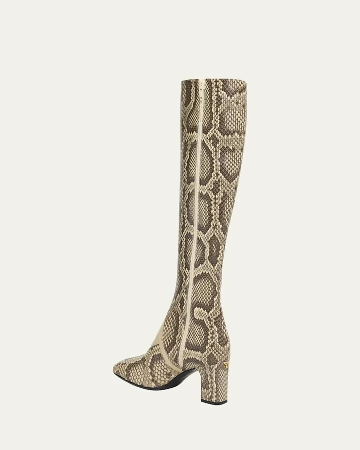Equivoque Tall Snake-Embossed Boots - Image 5