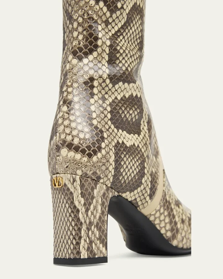 Equivoque Tall Snake-Embossed Boots - Image 9