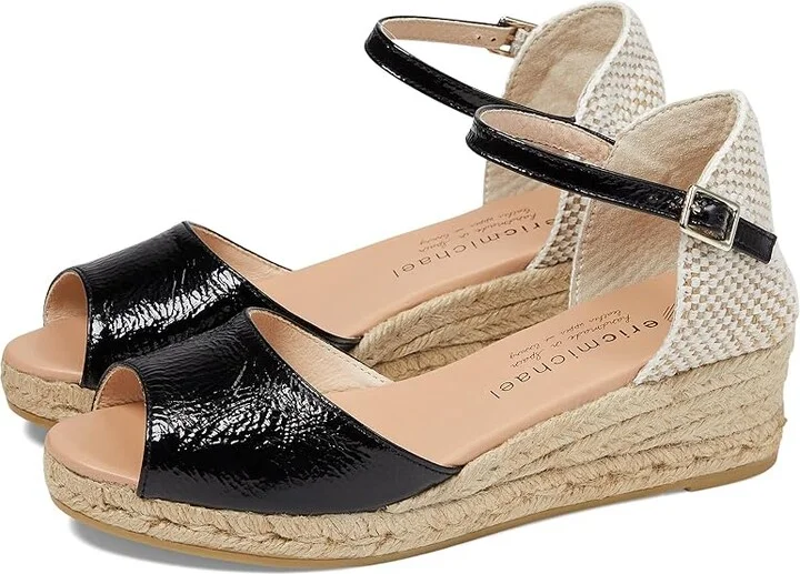 Eric Michael Cash Women's Wedge Shoes Black : EU 37 (US Women's 6.5-7) M (B), Leather/Textile