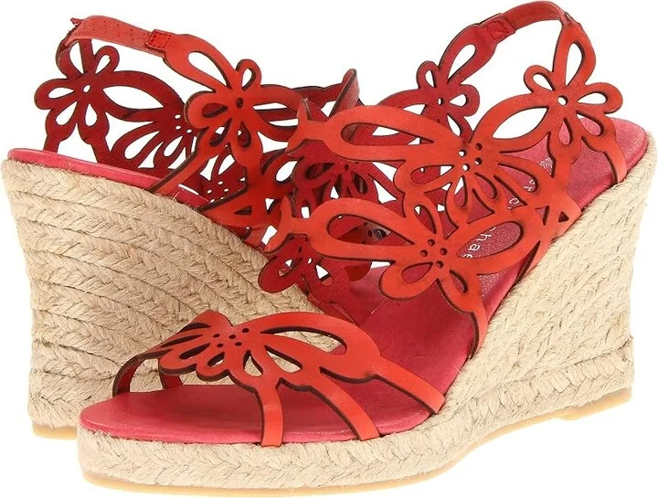 Eric Michael Jillian Women's Wedge Shoes Red : EU 37 (US Women's 6.5-7) M (B), Leather