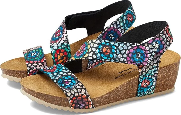 Eric Michael Jolly Women's Wedge Shoes Black Print : EU 37 (US Women's 6.5-7) M (B), Leather