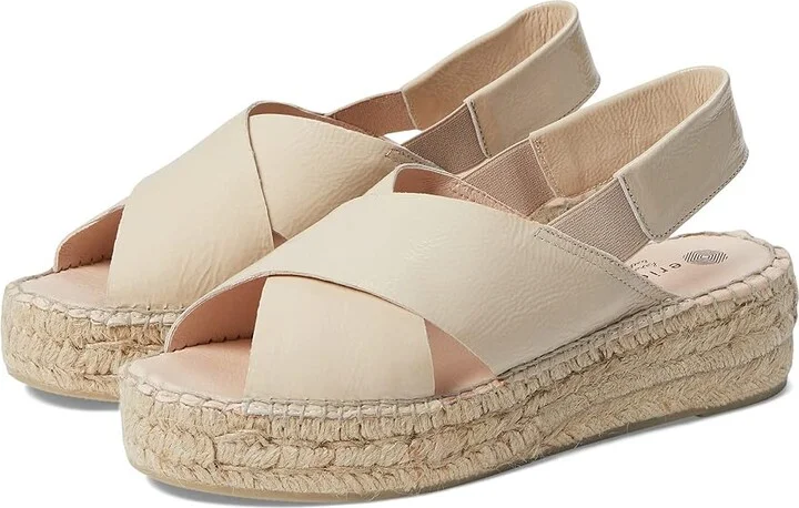 Eric Michael Lois Women's Wedge Shoes Cream : EU 39 (US Women's 8.5-9) M (B), Leather/Textile
