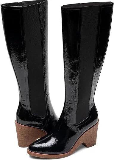 Black Patent Crinkled Faux Leather