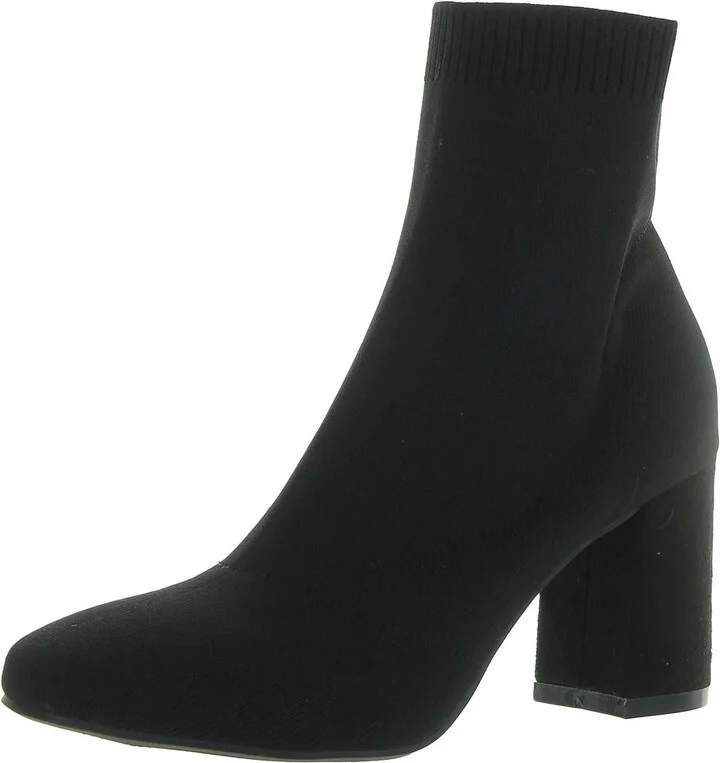Erica Womens Knit Block Heel Ankle Boots