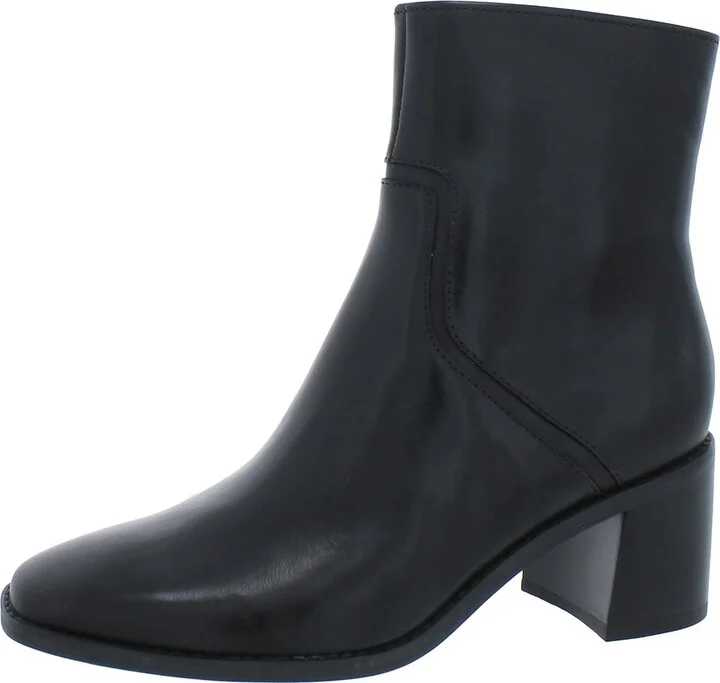 Erica Womens Leather Stacked Heel Ankle Boots