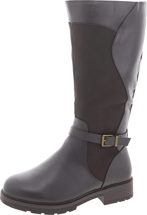 Erica Womens Zip Up Slip On Knee-High Boots