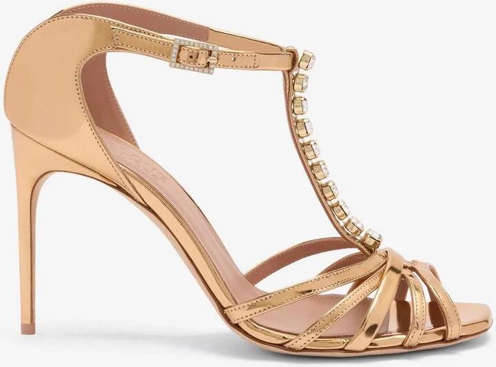Erika 90 Crystal-Embellished Leather Sandals