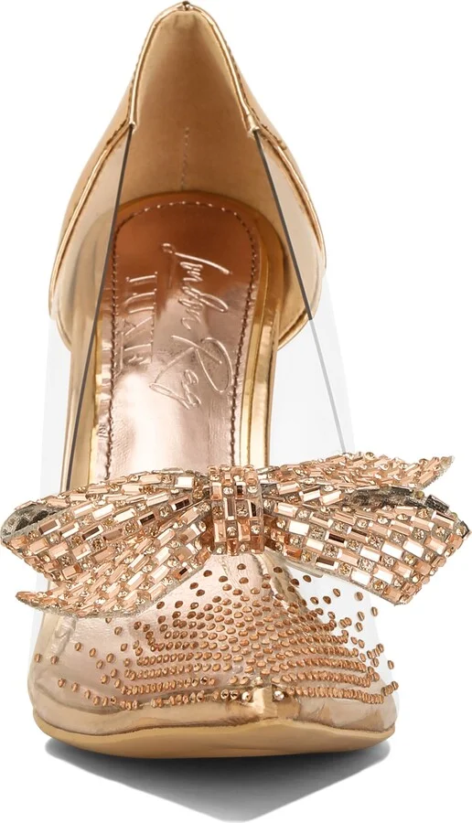 Erika Crystal Embellished Bow Clear & Metallic Pump - Image 3