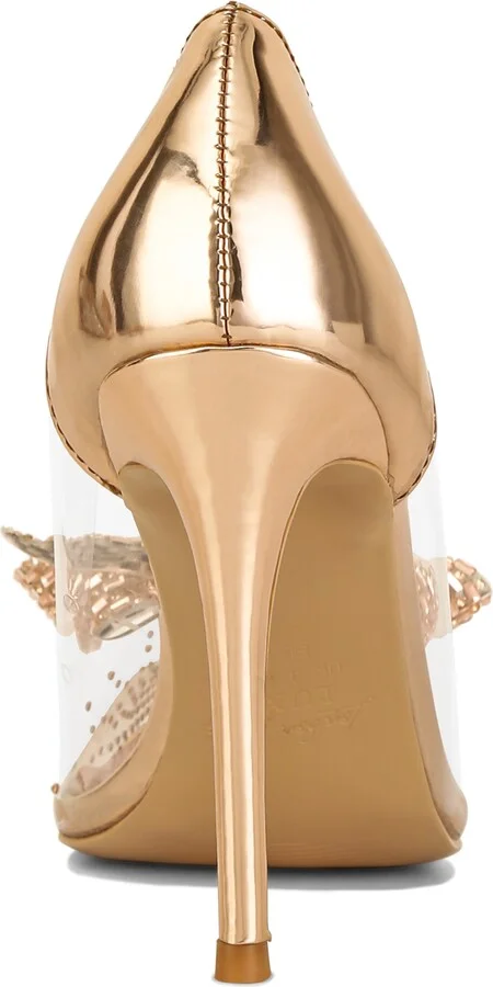 Erika Crystal Embellished Bow Clear & Metallic Pump - Image 4