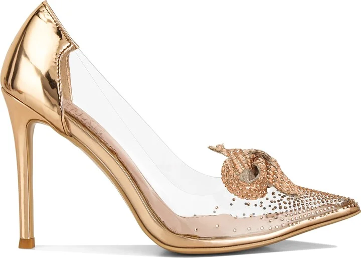 Erika Crystal Embellished Bow Clear & Metallic Pump - Image 5