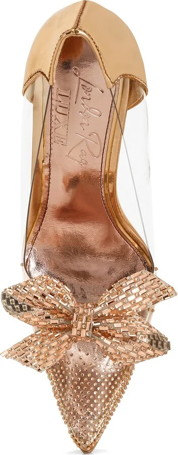 Erika Crystal Embellished Bow Clear & Metallic Pump - Image 6